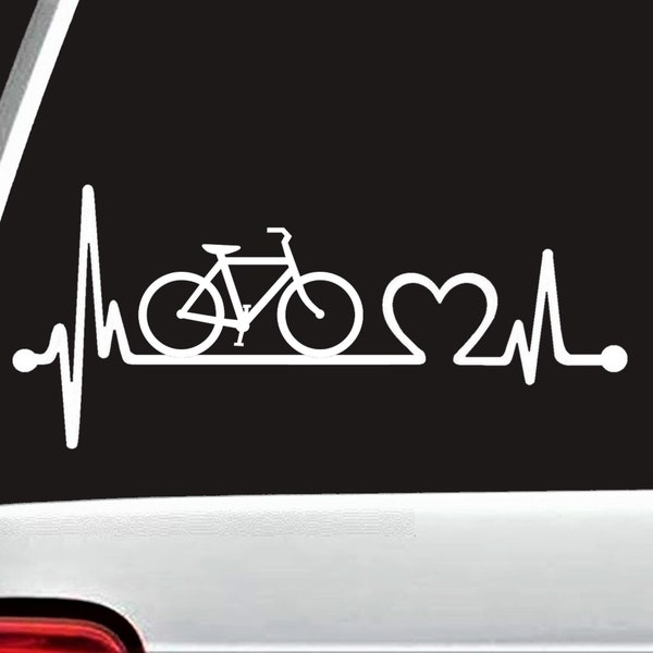 Bicycle Cyclist Cycling Heartbeat Lifeline Decal Sticker for Car Window | K1077