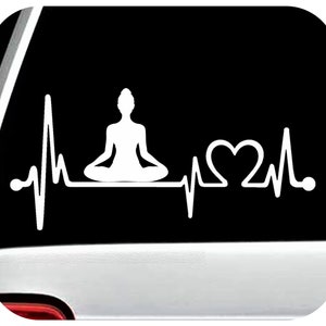 Yoga Lotus Pose Decal Heartbeat Lifeline Sticker for Car Window