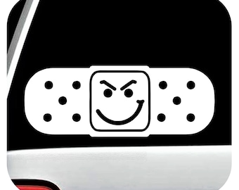 Bandage Smirk Face Decal for Car | Ouch JDM Sticker | BG 928