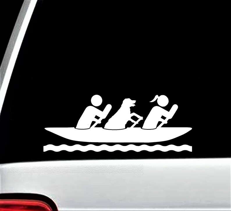 Kayak Decal Sticker With Dog for Car Window Kayaking With Etsy