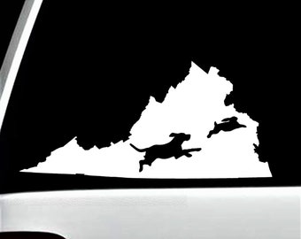 Beagle Chasing Rabbit in Virginia Decal Sticker for Car Window | Rabbit Hunting Decal | Gift for Rabbit Hunter | BG 854