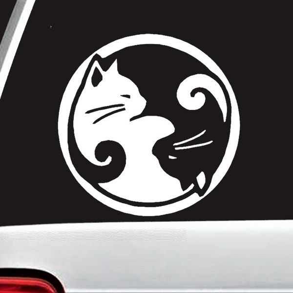 Ships Fast - Cat Decal for Car | Cat Yin Yang Decal for Car | Gift for Cat Lover | Cat Mom Sticker for Cup | Crazy Cat Lady | B1126