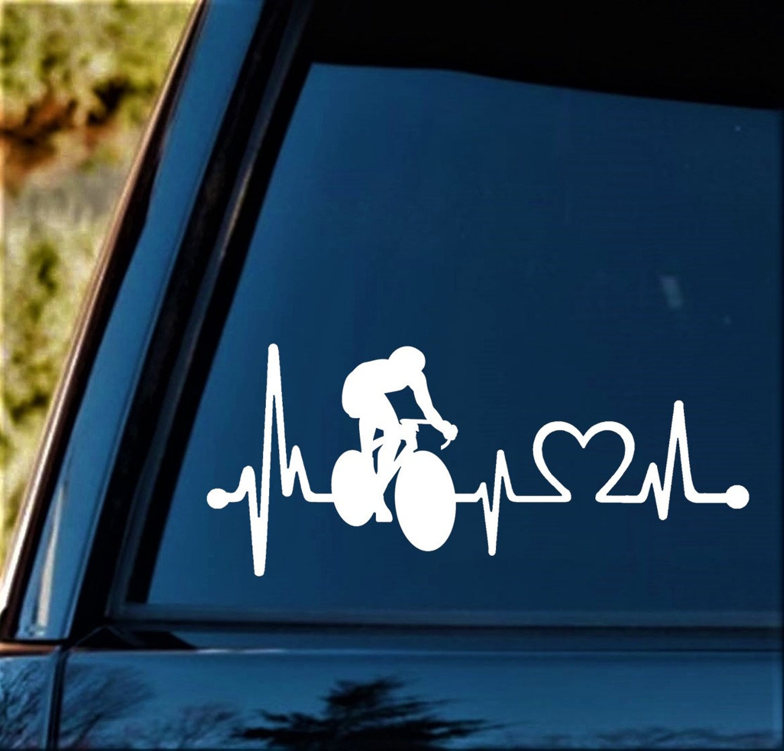 Bicycle Cycling Heartbeat Lifeline Decal Sticker for Car | Etsy