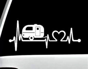 Camper Travel Trailer Heartbeat Lifeline Decal Sticker F1026