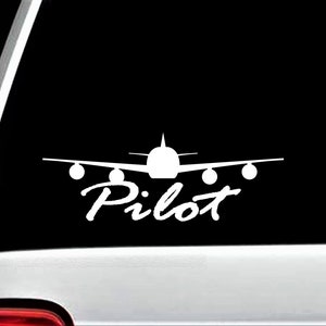 Airplane Pilot Decal Sticker for Car Window | 8 Inch | BG 375