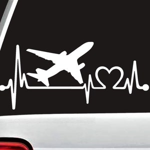 767 Airplane Heartbeat Lifeline Decal Sticker | Gift for Pilot | Love To Fly | BG 819