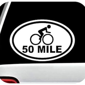 Custom Cyclist Bicycling Cycling 50 Mile Bike Race Decal Sticker Oval B1136-CUSTOM