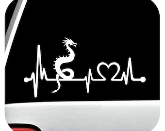 Dragon Decal for Car | Dragon Heartbeat Lifeline Monitor Decal Sticker for Car Window | BGK1116