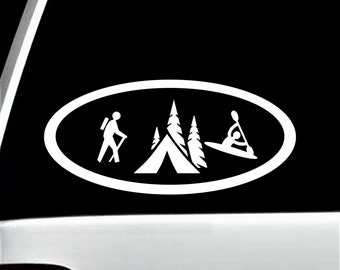 Hiking Camping Kayak Oval Decal Sticker for Car Window | BG 137A