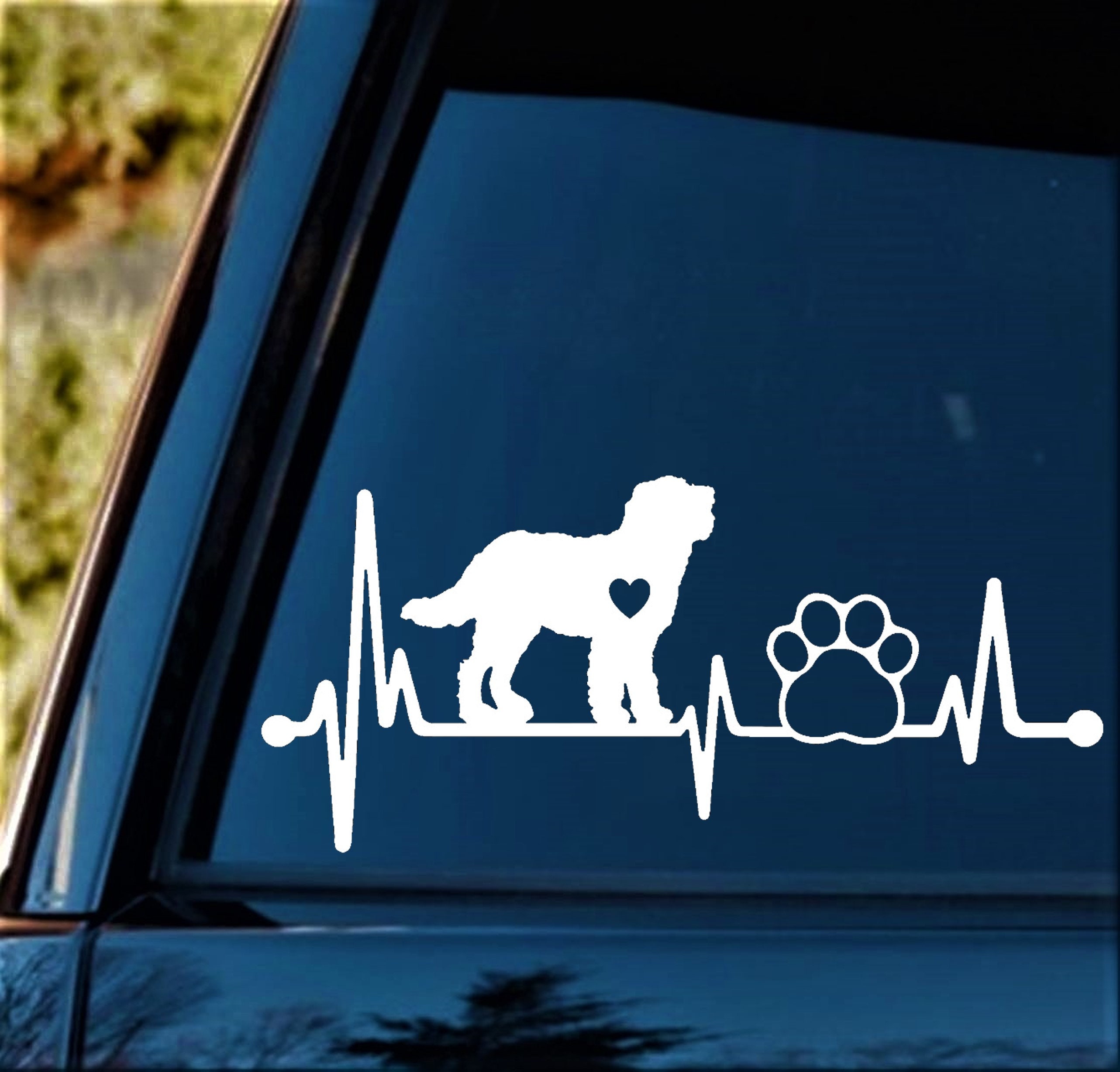 Doodle Dog Heartbeat Decal | Labradoodle Lifeline Dog Paw Sticker for ...