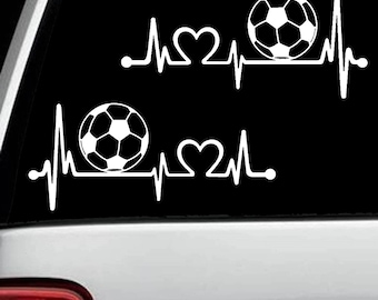Soccer Ball Decal for Car Window | Soccer Heartbeat Decal Sticker | Soccer Mom Decal *K1110a
