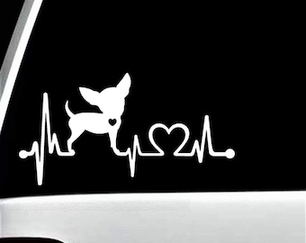 Chihuahua Heartbeat Lifeline Dog Decal Sticker K1002