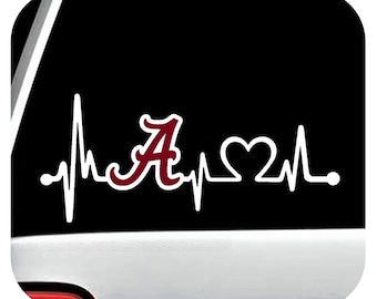 Alabama Heartbeat Decal Sticker for Car Window
