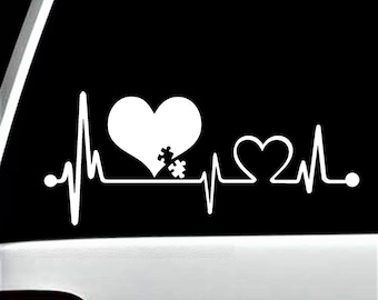 Autism Awareness Decal | Autism Heartbeat Decal Sticker | J1053