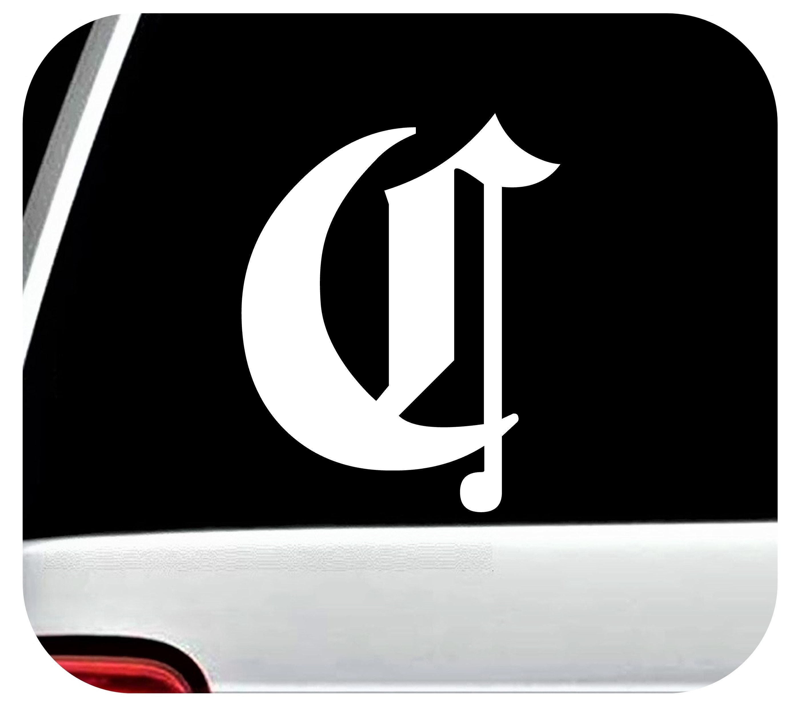 Old English Letter C | Personalized Initial Decal | Diploma Style Lettering Font | Vinyl Lettering Stickers