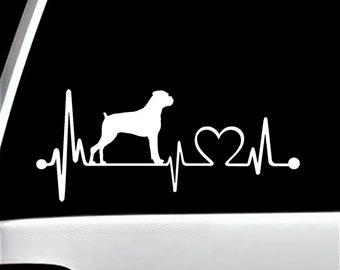 Boxer Decal for Car Window | Boxer Natural Ears Dog Heartbeat Lifeline Decal Sticker | Boxer ekg ecg Decal Sticker | BG 640