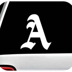 Old English Letter A | Personalized Initial Decal | Diploma Style Lettering Font | Vinyl Lettering Stickers