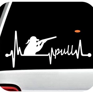 Skeet Sport Trap Shooting Girl Heartbeat Lifeline Decal Sticker for Auto Window