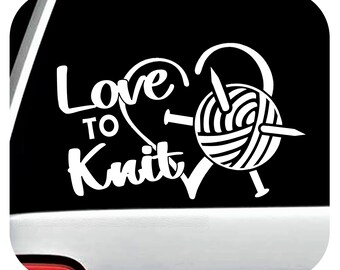 Love To Knit Knitting Decal Sticker for Car Window | BG 930