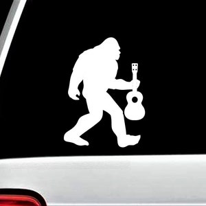 Bigfoot Sasquatch Ukulele Uke Decal Sticker | Bigfoot Camping Hiking Outdoors Art | B1141