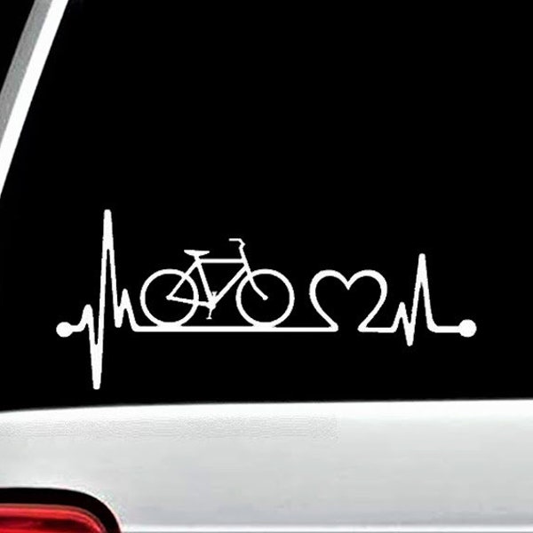 Bicycle Cyclist Cycling Heartbeat Lifeline Decal Sticker for Car Window | K1077