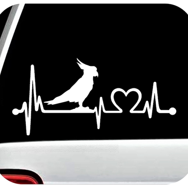 Bird Parrot Decal | Parrot Macaw Heartbeat Lifeline Sticker for Car Window | Macaw Cockatoo Decals | Bird Gift Accessory | K1102