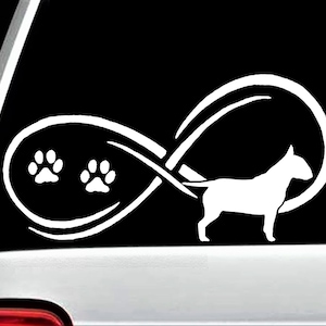 Bull Terrier Infinity Dog Decal Sticker for Car Truck SUV Van Window or Laptop Wall | B1152