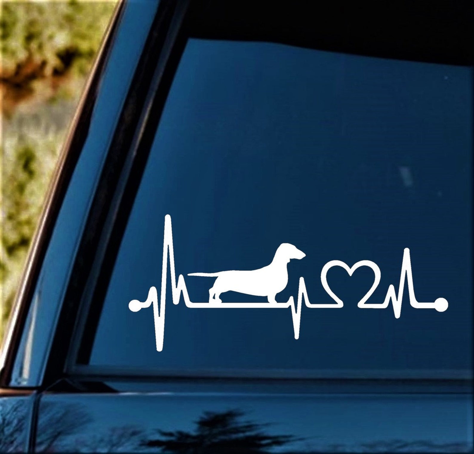 Dachshund Heartbeat Doxie Lifeline Dog Decal Sticker Car Truck