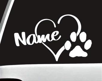 Personalized Pet Name Vinyl Decal | Pet Name Decal | Pet Paw Print Decal | Dog Paw Print Decal with Name | Cat Print Paw Decal | BG 827
