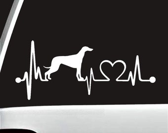 Greyhound Decal for Car | Greyhound Heartbeat Lifeline Decal Sticker | Gifts for Greyhound Owner | K1060