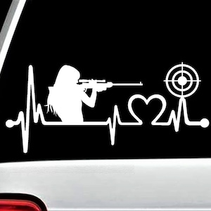 Gun Girl Target Practice Heartbeat Lifeline Decal Sticker K1100