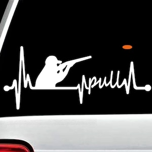 Skeet Sport Trap Shooting Heartbeat Lifeline Decal Sticker for Auto Window BG 782