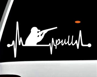 Skeet Sport Trap Shooting Heartbeat Lifeline Decal Sticker for Auto Window BG 782