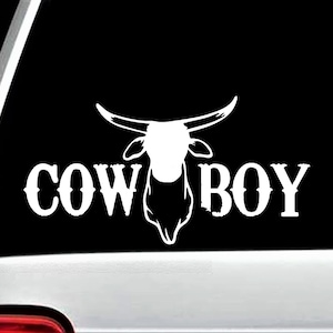 Cowboy Rodeo Decal | Bull Steer Head Longhorn Sticker for Car Window | Gift for Cowboy | Cowboy Gifts | BG 875