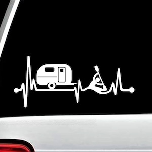 Camper Travel Trailer Kayak Heartbeat Lifeline Decal Sticker K1149A