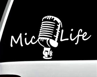 Vintage Microphone Decal | Talk Radio Sticker | Mic Life Decal for Car Window | Karaoke Singer Decal | J1018