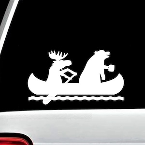 Moose Bear Canoe Camping Decal Sticker for Car Window Outdoors Adventure Accessory BG 677