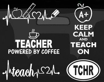 Value Pack Teacher Heartbeat Lifeline Decal Sticker Set E1076 Teach Teaching Art