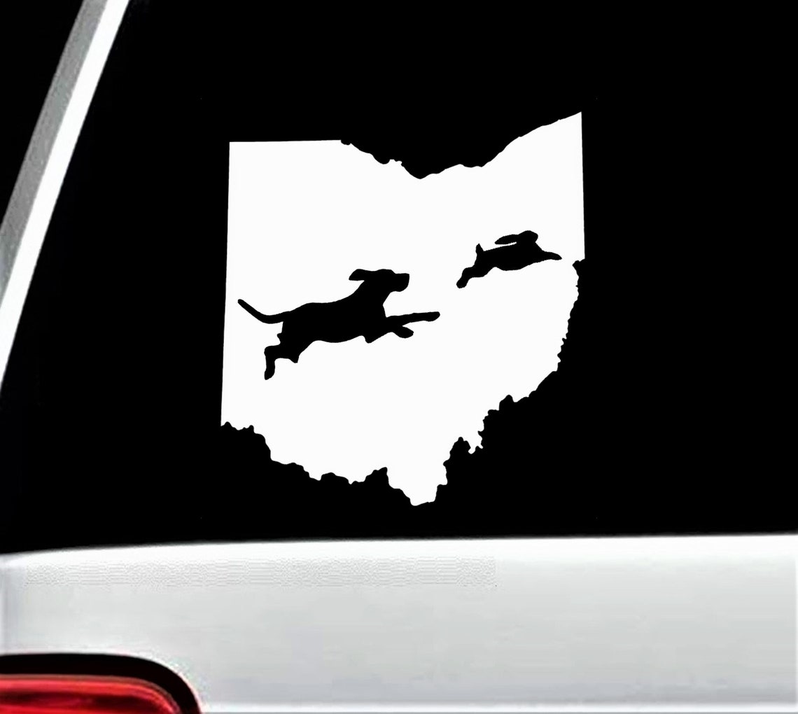 Ohio Beagle Dog Chasing Rabbit Decal Sticker for Car Window BG | Etsy