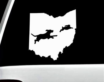 Ohio Beagle Dog Chasing Rabbit Decal Sticker for Car Window BG 767