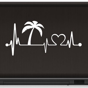 Palm Tree Heartbeat Lifeline Vacation Decal Sticker Palm Tree Decal for Car Surf Sand Sun Beach Ocean K1016 image 7