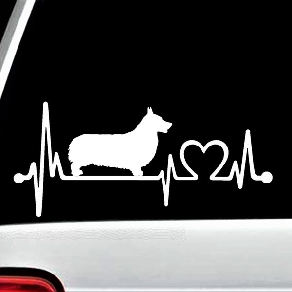 Corgi Heartbeat Decal For Car | Pembroke Welsh Corgi Heartbeat Lifeline Monitor Decal Sticker | Corgi Gifts | K1037