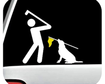 Golf Guy Decal Golfing Flag Pole Dog for Car Window | Golfer Decal Sticker | Golf Decal Accessory