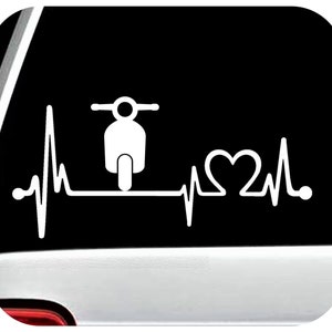 Scooter Moped Heartbeat Lifeline Decal Sticker