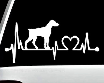 Doberman Pinscher Natural Ears Heartbeat Lifeline Decal Sticker for Car Window BG 779