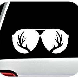 Deer Hunting Decal | Gifts for Deer Hunter | Sunglasses Deer Antlers Rack Hunting Vinyl Decal Sticker | Deer Hunting Gifts | C1157