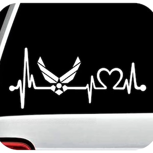 Love The Air Force Heartbeat Lifeline Decal Sticker | Air Force Wall Art | Air Force Custom