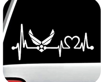 Love The Air Force Heartbeat Lifeline Decal Sticker | Air Force Wall Art | Air Force Custom