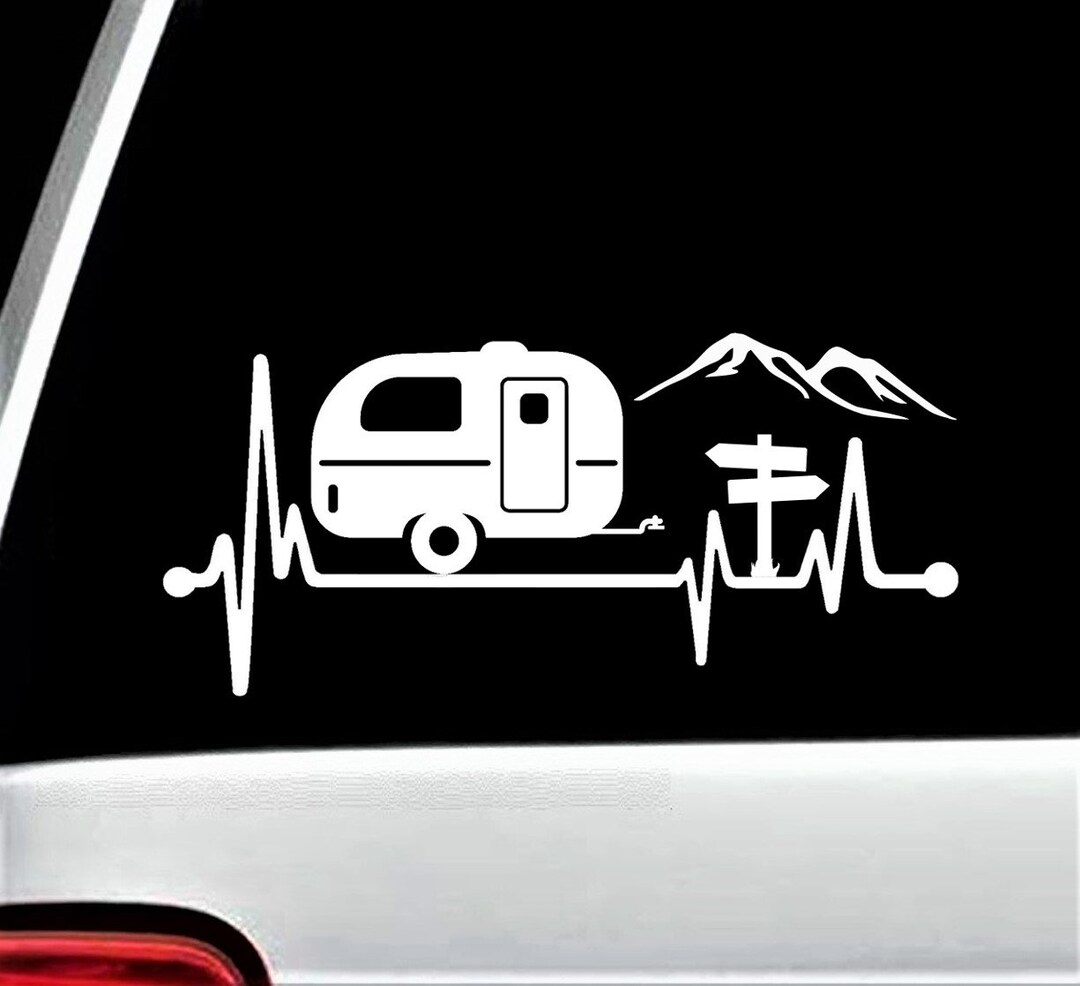 Camper Travel Trailer Decal Sticker - Camping Heartbeat Lifeline Decal ...