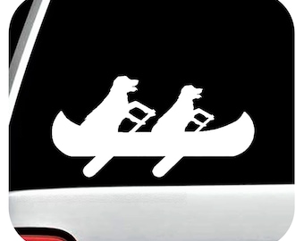 Dogs Rowing Canoe Kayak Decal Sticker